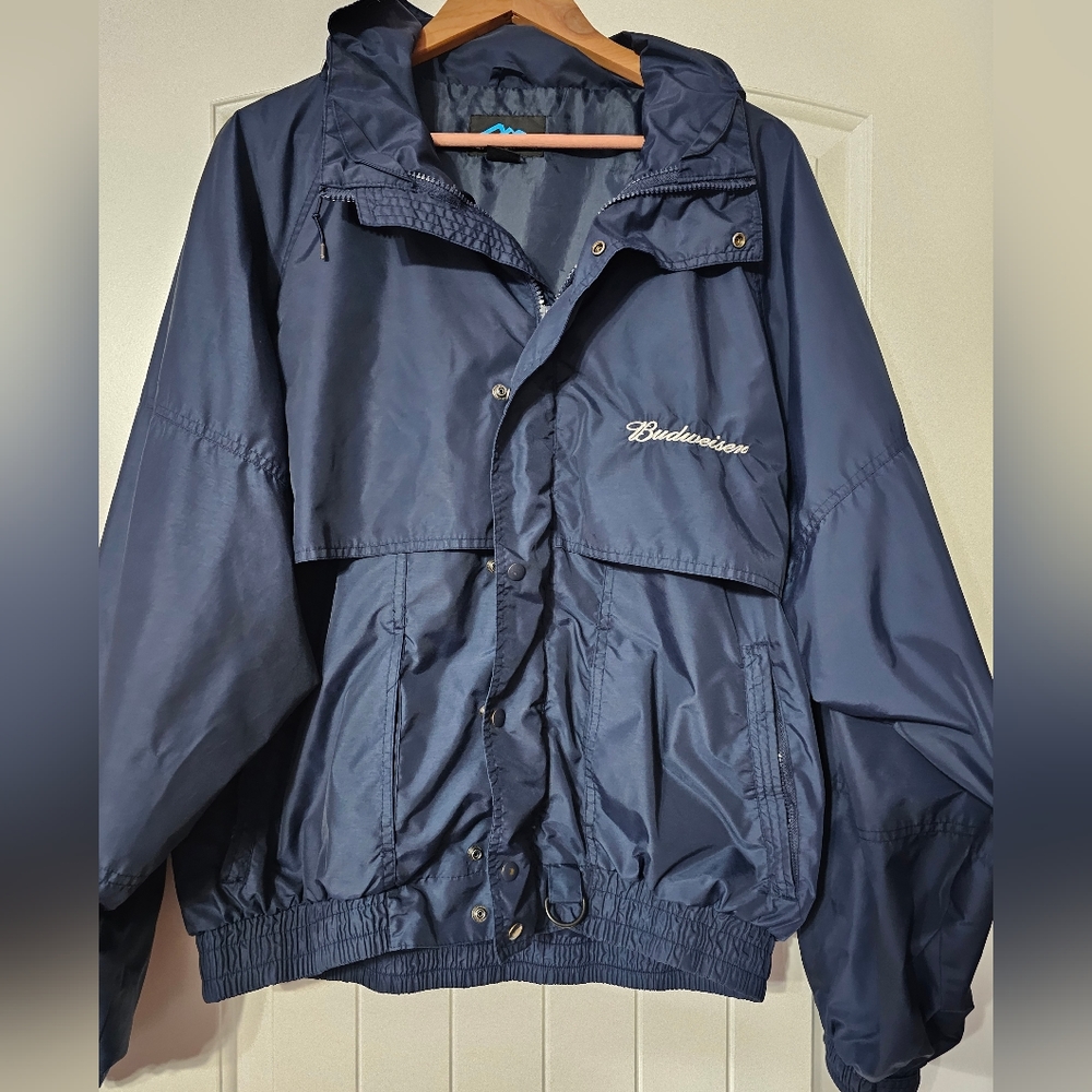 Nice blue Budweiser windbreaker jacket!